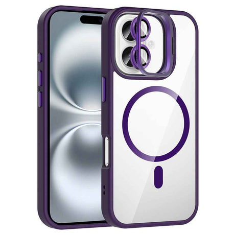 Apple iPhone 17 Kılıf Standlı ve Kamera Lens Hediyeli M-Safe Şarj Özellikli Zore Etro Kapak