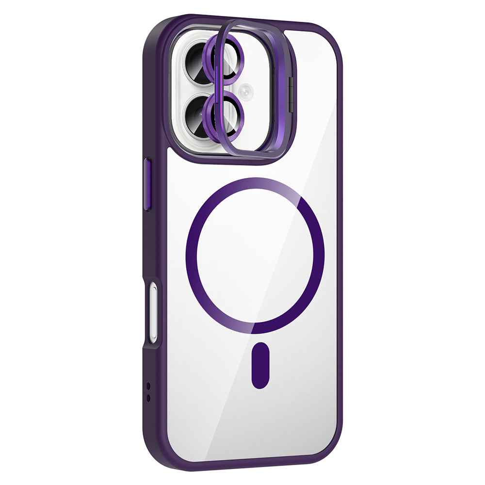 Apple iPhone 17 Kılıf Standlı ve Kamera Lens Hediyeli M-Safe Şarj Özellikli Zore Etro Kapak