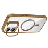 Apple iPhone 17 Kılıf Standlı ve Kamera Lens Hediyeli M-Safe Şarj Özellikli Zore Etro Kapak