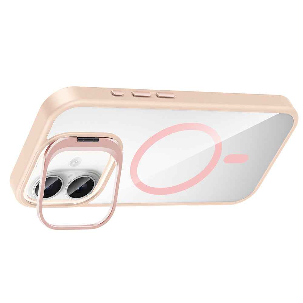 Apple iPhone 17 Kılıf Standlı ve Kamera Lens Hediyeli M-Safe Şarj Özellikli Zore Etro Kapak