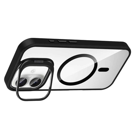 Apple iPhone 17 Kılıf Standlı ve Kamera Lens Hediyeli M-Safe Şarj Özellikli Zore Etro Kapak