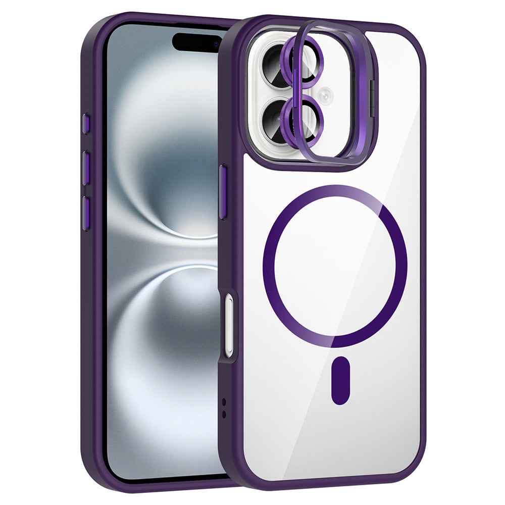 Apple iPhone 17 Kılıf Standlı ve Kamera Lens Hediyeli M-Safe Şarj Özellikli Zore Etro Kapak