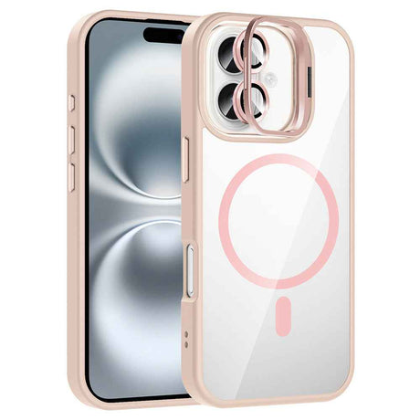 Apple iPhone 17 Kılıf Standlı ve Kamera Lens Hediyeli M-Safe Şarj Özellikli Zore Etro Kapak