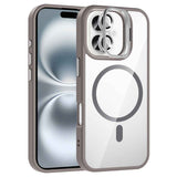 Apple iPhone 17 Kılıf Standlı ve Kamera Lens Hediyeli M-Safe Şarj Özellikli Zore Etro Kapak