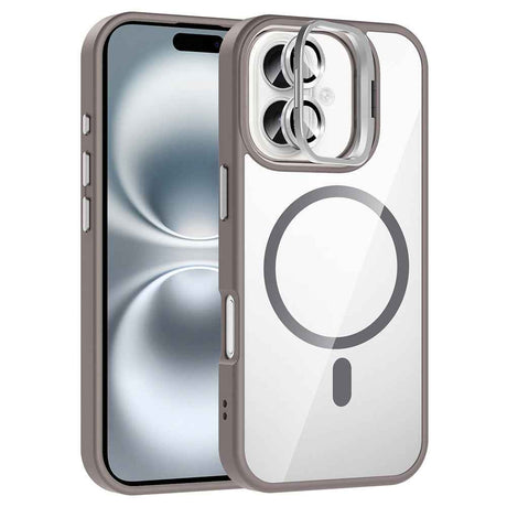 Apple iPhone 17 Kılıf Standlı ve Kamera Lens Hediyeli M-Safe Şarj Özellikli Zore Etro Kapak