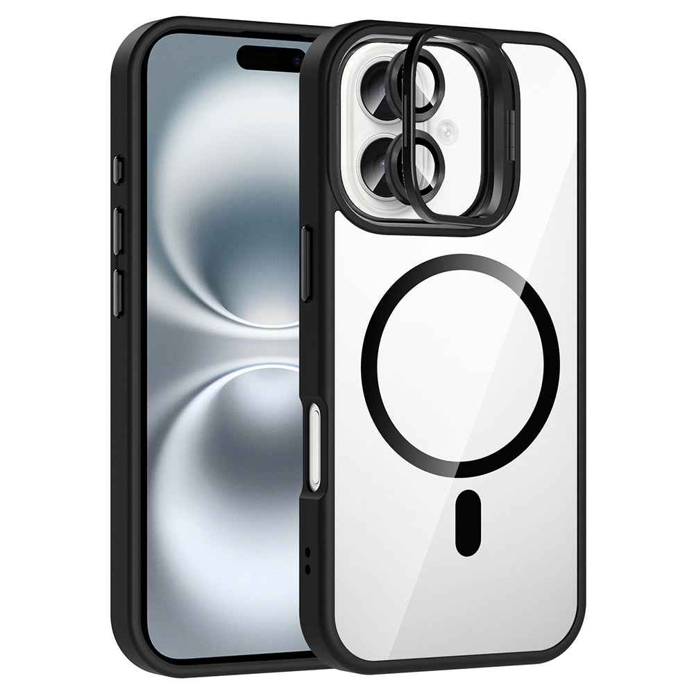 Apple iPhone 17 Kılıf Standlı ve Kamera Lens Hediyeli M-Safe Şarj Özellikli Zore Etro Kapak