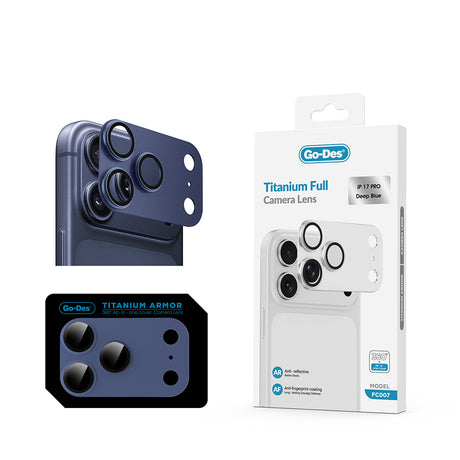 Apple iPhone 17 Pro Go Des FC007 Titanyum Serisi Anti Reflective Kamera Lens Koruyucu