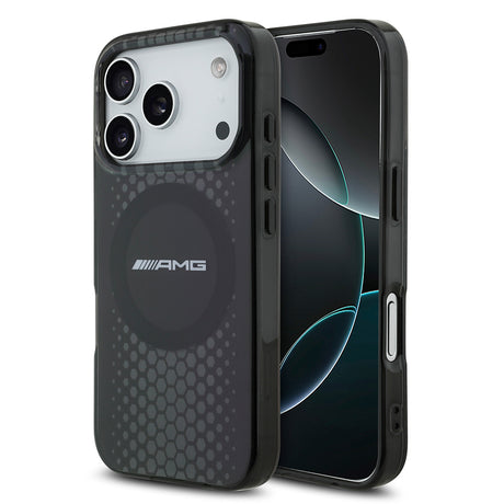 Apple iPhone 17 Pro Kılıf AMG Orjinal Lisanslı Çift Katmanlı Büyük Logolu Petek Desenli Kapak