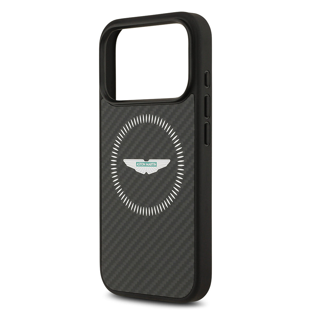 Apple iPhone 17 Pro Kılıf Aston Martin Orjinal Lisanslı M-safe Şarj Özellikli Karbon Fiber Kevlar Kapak