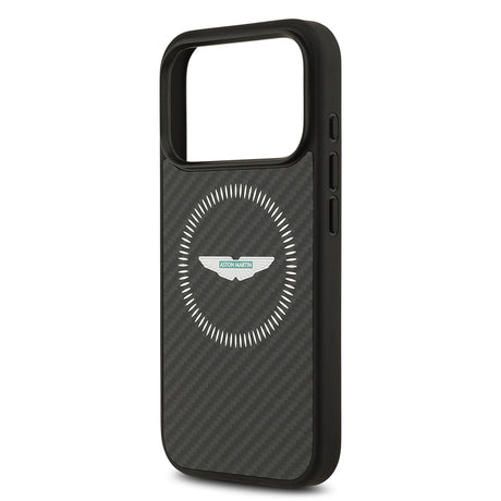 Apple iPhone 17 Pro Kılıf Aston Martin Orjinal Lisanslı M-safe Şarj Özellikli Karbon Fiber Kevlar Kapak