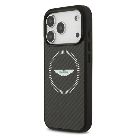 Apple iPhone 17 Pro Kılıf Aston Martin Orjinal Lisanslı M-safe Şarj Özellikli Karbon Fiber Kevlar Kapak