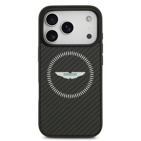 Apple iPhone 17 Pro Kılıf Aston Martin Orjinal Lisanslı M-safe Şarj Özellikli Karbon Fiber Kevlar Kapak