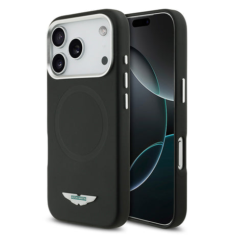 Apple iPhone 17 Pro Kılıf Aston Martin Orjinal Lisanslı M-safe Şarj Özellikli Metal Logolu PU Deri Kapak