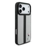 Apple iPhone 17 Pro Kılıf BMW Orjinal Lisanslı M-safe Şarj Özellikli Deri Arka Yüzey Metal Logolu Delikli Şerit Tasarımlı Kapak