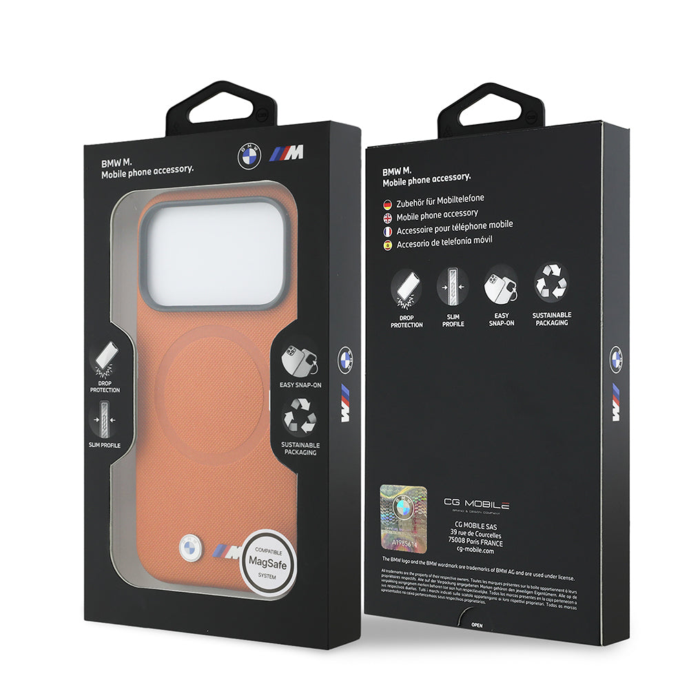 Apple iPhone 17 Pro Kılıf BMW Orjinal Lisanslı M-safe Şarj Özellikli Halka Tasarımlı M Logolu PU Deri Kapak