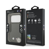 Apple iPhone 17 Pro Kılıf BMW Orjinal Lisanslı M-safe Şarj Özellikli Karbon Fiber Metal Logolu Kevlar Kapak