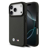 Apple iPhone 17 Pro Kılıf BMW Orjinal Lisanslı M-safe Şarj Özellikli Karbon Fiber Metal Logolu Kevlar Kapak