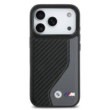 Apple iPhone 17 Pro Kılıf BMW Orjinal Lisanslı M-safe Şarj Özellikli Metal BMW ve M Logolu PU Karbon Tasarımlı Kapak