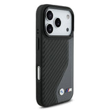 Apple iPhone 17 Pro Kılıf BMW Orjinal Lisanslı M-safe Şarj Özellikli Metal BMW ve M Logolu PU Karbon Tasarımlı Kapak