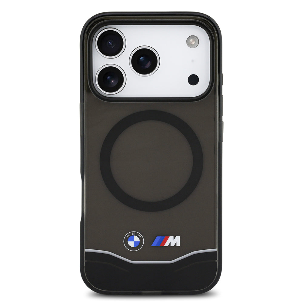 Apple iPhone 17 Pro Kılıf BMW Orjinal Lisanslı M-safe Şarj Özellikli Metal Buton Tasarımlı Tranparan M Dizayn Kapak