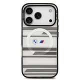 Apple iPhone 17 Pro Kılıf BMW Orjinal Lisanslı M-safe Şarj Özellikli Metal Kamera Butonlu Yatay Şeritli M Dizayn Kapak