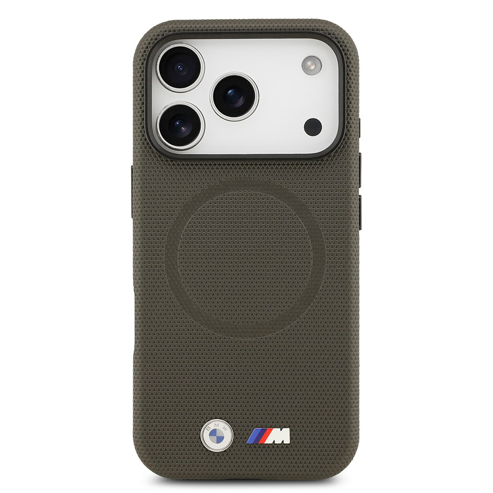 Apple iPhone 17 Pro Kılıf BMW Orjinal Lisanslı M-safe Şarj Özellikli Metal Logolu Delikli M Dizayn Deri Kapak