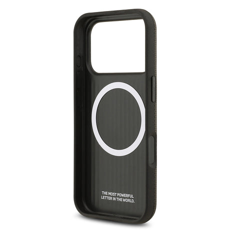 Apple iPhone 17 Pro Kılıf BMW Orjinal Lisanslı M-safe Şarj Özellikli Metal Logolu Delikli M Dizayn Deri Kapak