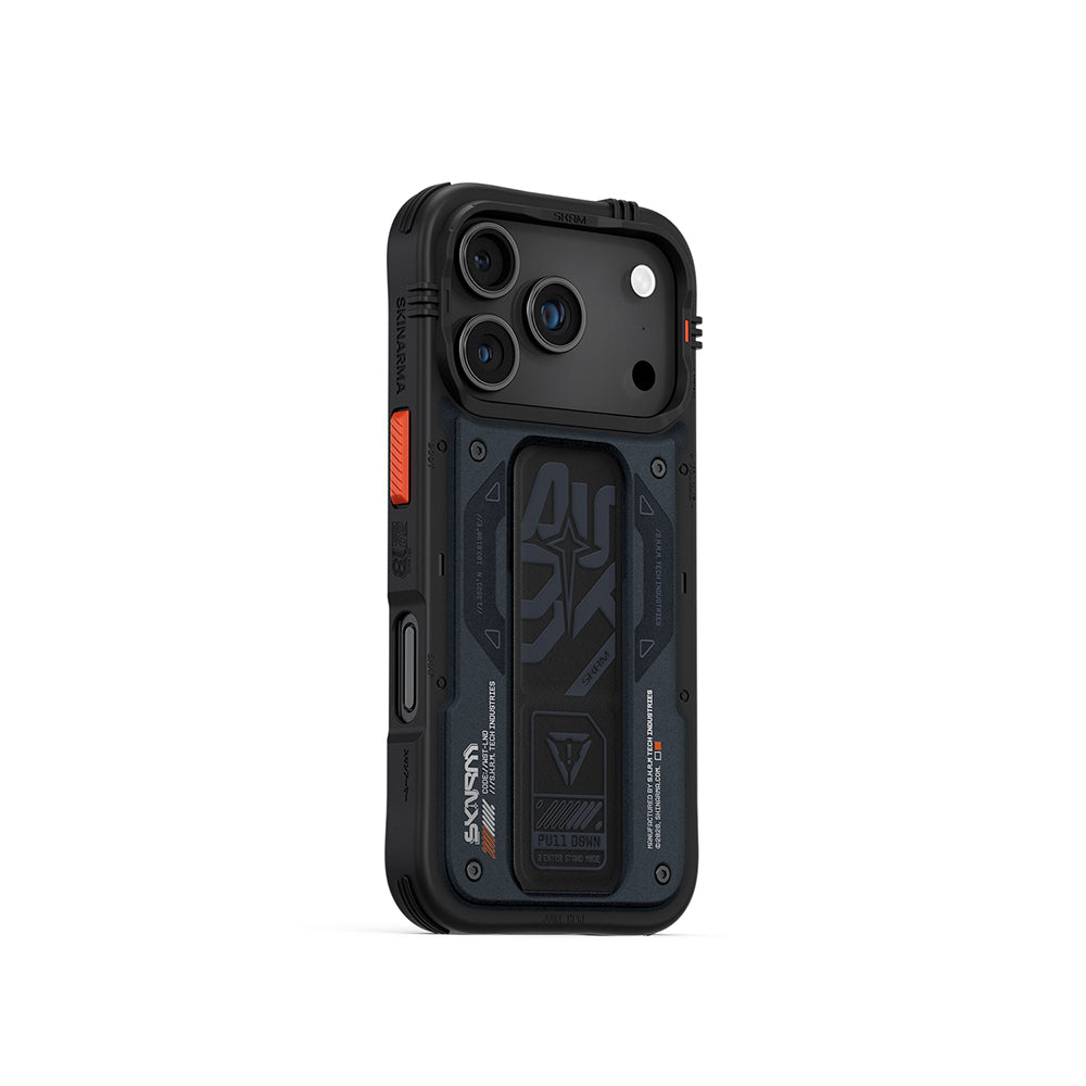 Apple iPhone 17 Pro Kılıf Desenli Airbag Tasarımlı Standlı Skinarma Aegis Kapak