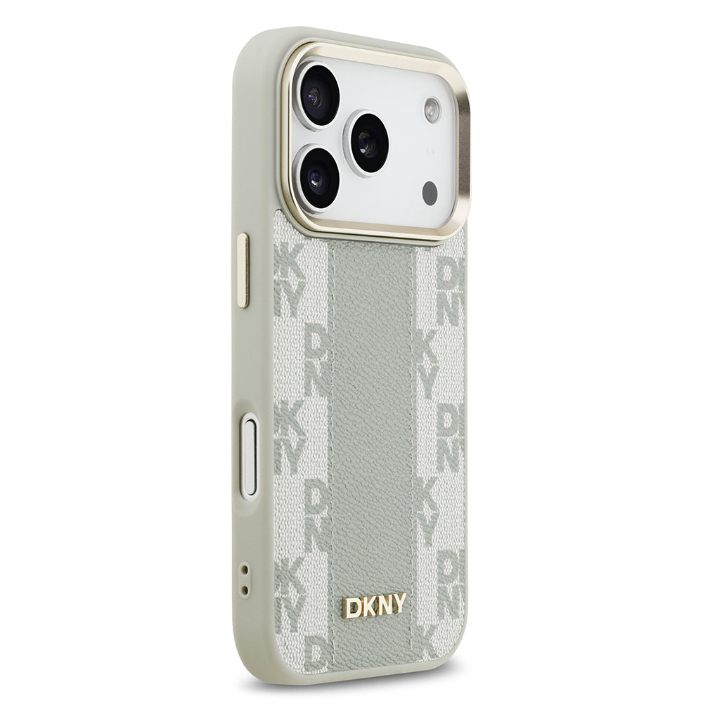Apple iPhone 17 Pro Kılıf DKNY Orjinal Lisanslı M-safe Şarj Özellikli 3D Yazılı Checkered Pattern Kapak