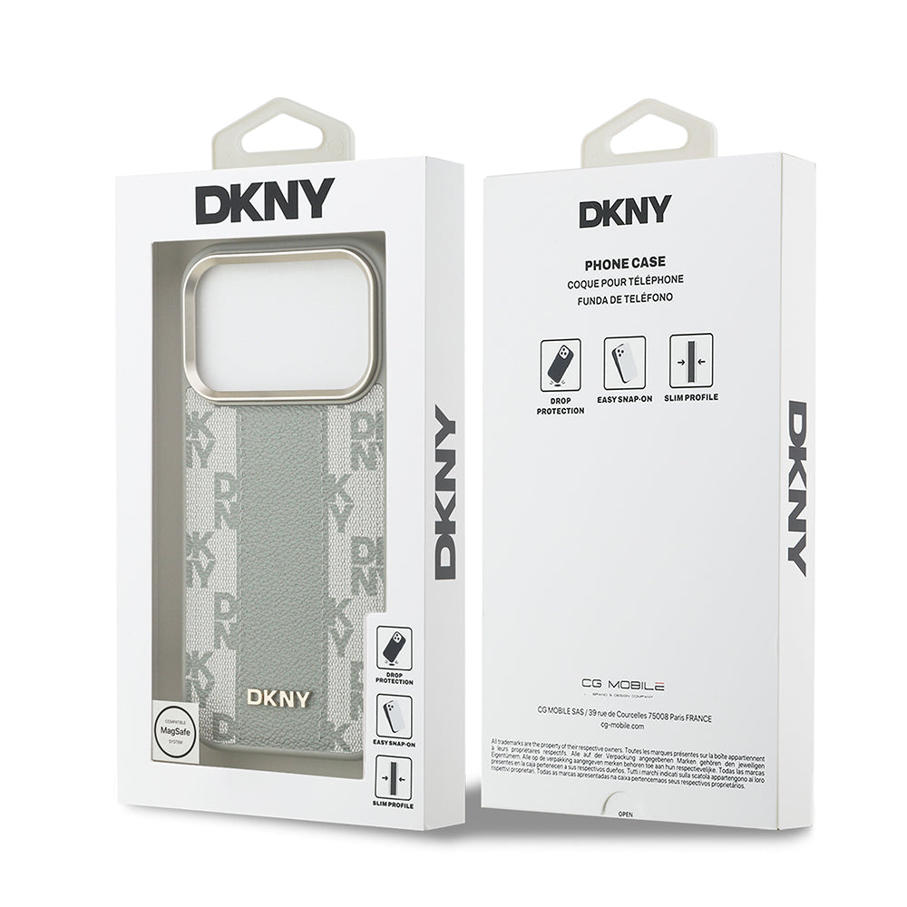 Apple iPhone 17 Pro Kılıf DKNY Orjinal Lisanslı M-safe Şarj Özellikli 3D Yazılı Checkered Pattern Kapak