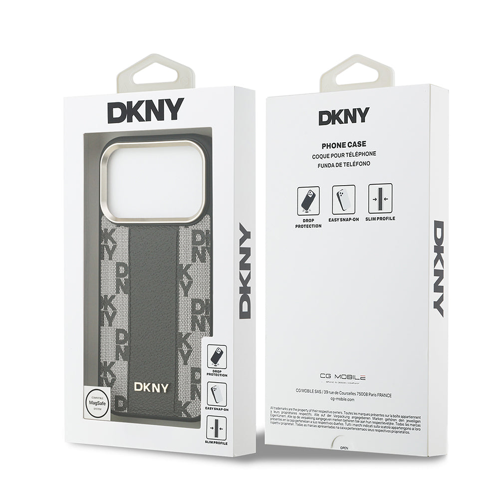 Apple iPhone 17 Pro Kılıf DKNY Orjinal Lisanslı M-safe Şarj Özellikli 3D Yazılı Checkered Pattern Kapak