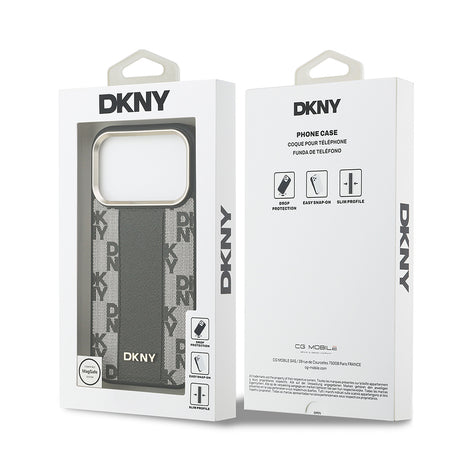 Apple iPhone 17 Pro Kılıf DKNY Orjinal Lisanslı M-safe Şarj Özellikli 3D Yazılı Checkered Pattern Kapak