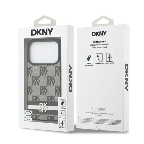 Apple iPhone 17 Pro Kılıf DKNY Orjinal Lisanslı M-safe Şarj Özellikli 3D Yazılı Metal Logolu Kapak