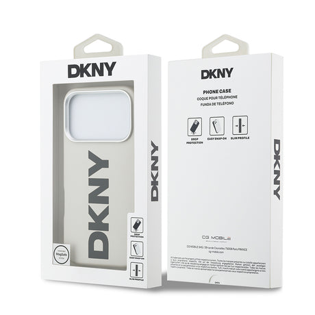 Apple iPhone 17 Pro Kılıf DKNY Orjinal Lisanslı M-safe Şarj Özellikli PU Büyük Dikey Logolu Kapak