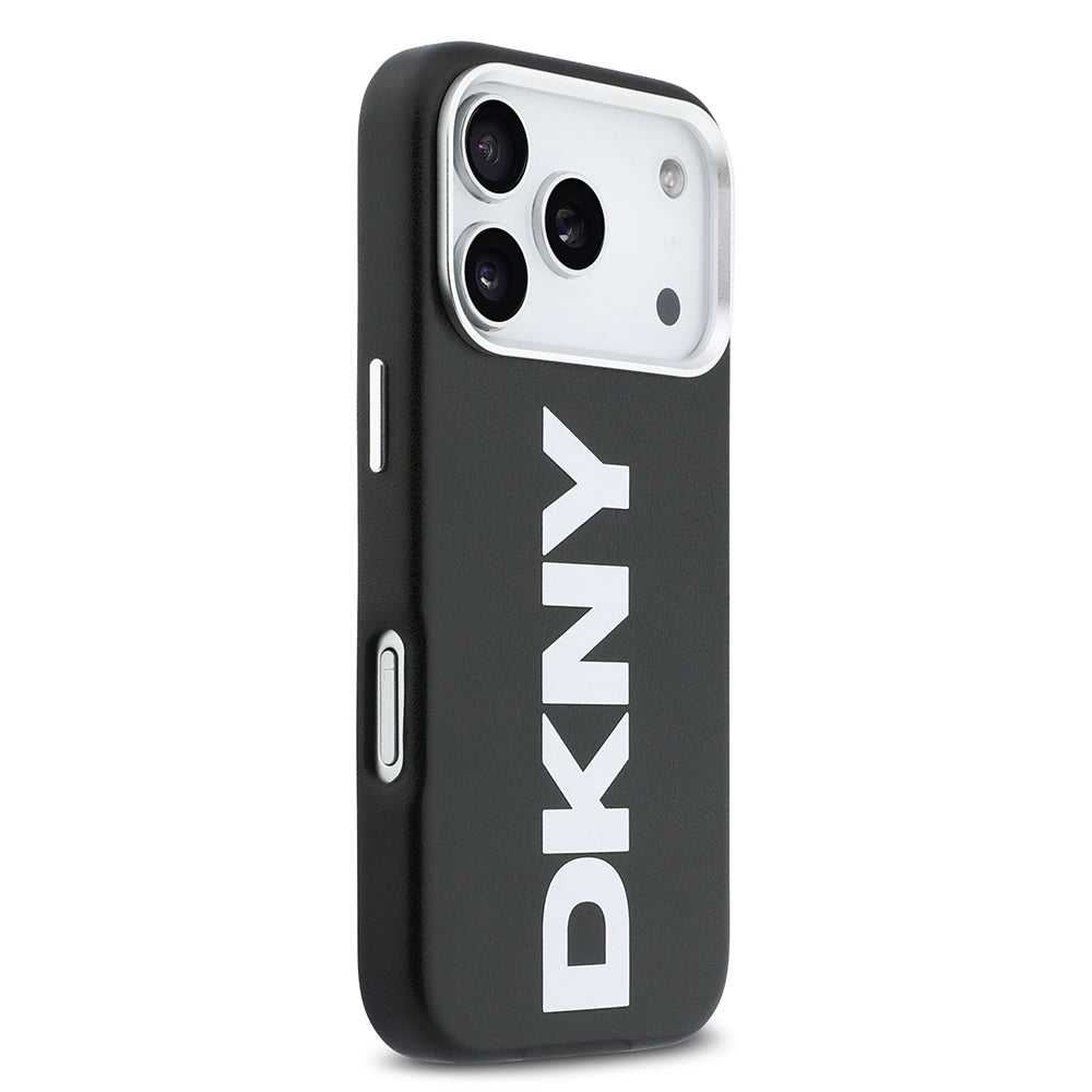 Apple iPhone 17 Pro Kılıf DKNY Orjinal Lisanslı M-safe Şarj Özellikli PU Büyük Dikey Logolu Kapak