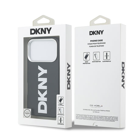 Apple iPhone 17 Pro Kılıf DKNY Orjinal Lisanslı M-safe Şarj Özellikli PU Büyük Dikey Logolu Kapak