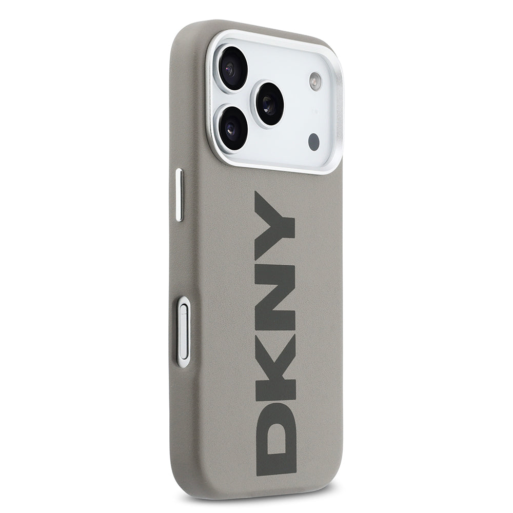 Apple iPhone 17 Pro Kılıf DKNY Orjinal Lisanslı M-safe Şarj Özellikli PU Büyük Dikey Logolu Kapak