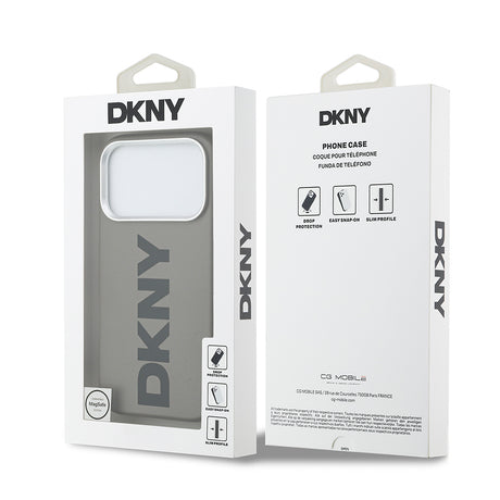 Apple iPhone 17 Pro Kılıf DKNY Orjinal Lisanslı M-safe Şarj Özellikli PU Büyük Dikey Logolu Kapak