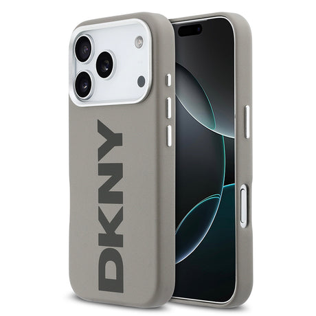 Apple iPhone 17 Pro Kılıf DKNY Orjinal Lisanslı M-safe Şarj Özellikli PU Büyük Dikey Logolu Kapak