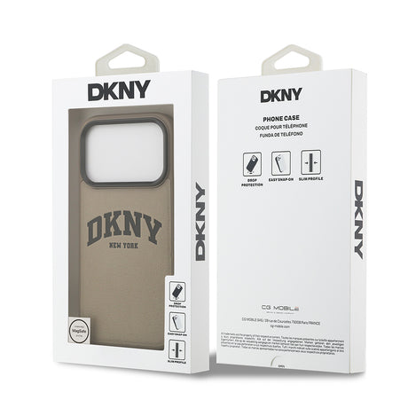 Apple iPhone 17 Pro Kılıf DKNY Orjinal Lisanslı M-safe Şarj Özellikli PU Deri Kabartmalı Kapak