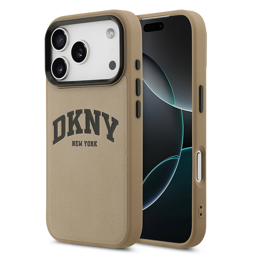 Apple iPhone 17 Pro Kılıf DKNY Orjinal Lisanslı M-safe Şarj Özellikli PU Deri Kabartmalı Kapak