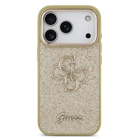 Apple iPhone 17 Pro Kılıf Guess Orjinal Lisanslı 4G Büyük Metal Kamera Çerçeveli ve Logolu Glitter Kapak