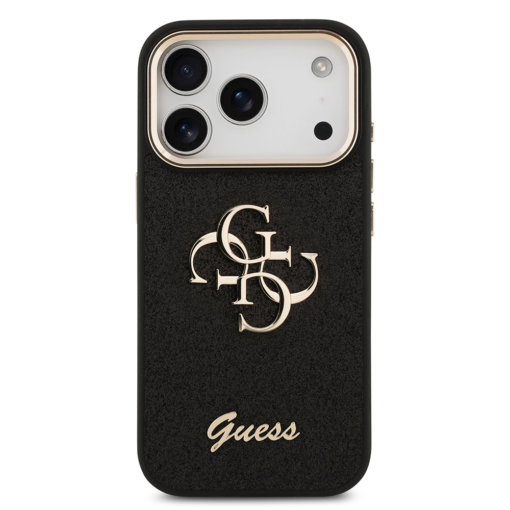 Apple iPhone 17 Pro Kılıf Guess Orjinal Lisanslı 4G Büyük Metal Kamera Çerçeveli ve Logolu Glitter Kapak