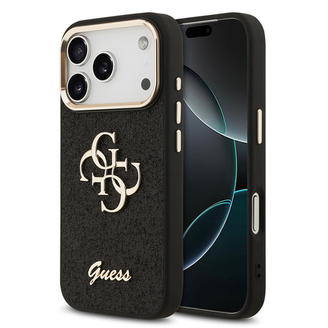 Apple iPhone 17 Pro Kılıf Guess Orjinal Lisanslı 4G Büyük Metal Kamera Çerçeveli ve Logolu Glitter Kapak