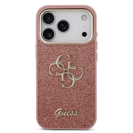 Apple iPhone 17 Pro Kılıf Guess Orjinal Lisanslı 4G Büyük Metal Kamera Çerçeveli ve Logolu Glitter Kapak