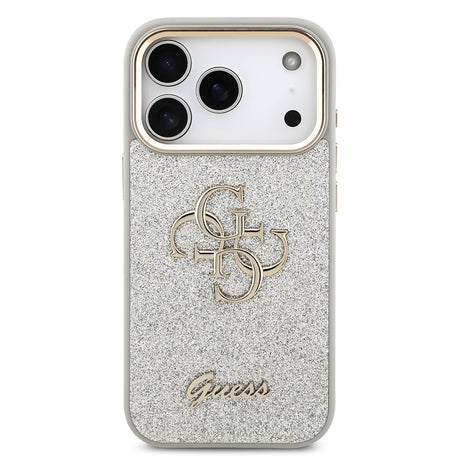 Apple iPhone 17 Pro Kılıf Guess Orjinal Lisanslı 4G Büyük Metal Kamera Çerçeveli ve Logolu Glitter Kapak
