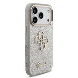 Apple iPhone 17 Pro Kılıf Guess Orjinal Lisanslı 4G Büyük Metal Kamera Çerçeveli ve Logolu Glitter Kapak