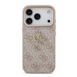 Apple iPhone 17 Pro Kılıf Guess Orjinal Lisanslı Gold Metal Kamera Çerçeveli 4G Desenli Metal Büyük 4G ve Yazı Logolu Kapak