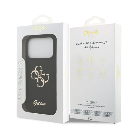 Apple iPhone 17 Pro Kılıf Guess Orjinal Lisanslı Grained Yazı Logolu Kapak