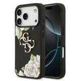 Apple iPhone 17 Pro Kılıf Guess Orjinal Lisanslı Gül Baskılı Büyük Metal Logo Dizaynlı Kapak